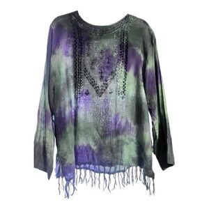 Vintage Arlette Women’s Tie-Dye fringe top One size fits up to a Large India